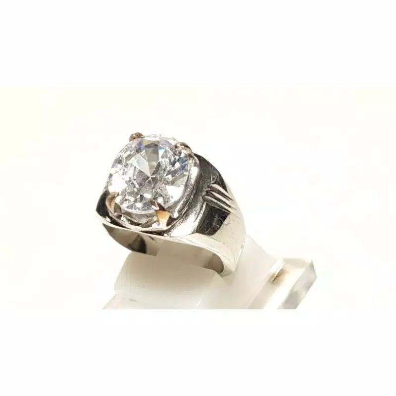 CINCIN BATU ZIRCON PUTIH RING SILVER ELEGAN