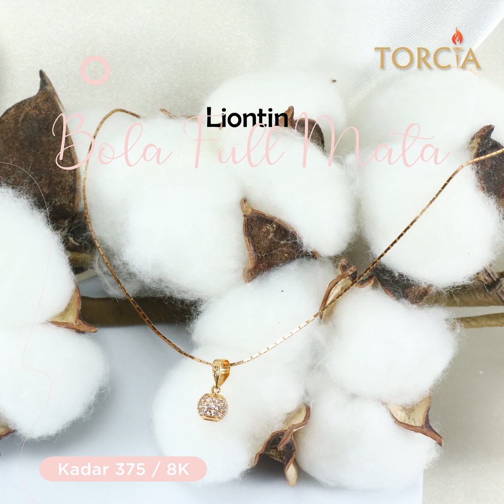 Kalung Liontin Emas Asli Bola Full Mata Kadar 375 Torcia