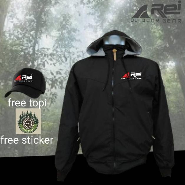 Topi Outdor - Jaket Parasut Rei Gunung Outdoor + Bonus Topi'&Sticker Waterproof