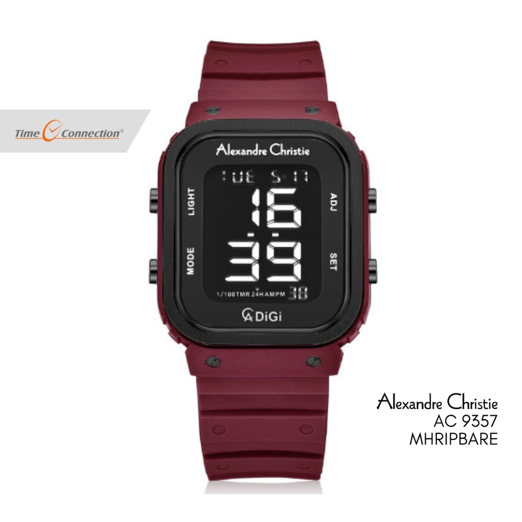 Alexandre Christie AC 9357 MHRIPBARE Merah Original / Jam Tangan Pria Wanita Digital / Red Rubber Ka