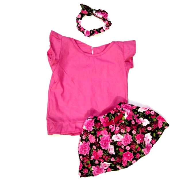 Set rempel ruffle rok bayi free headband untuk 0-4 tahun nablfashion