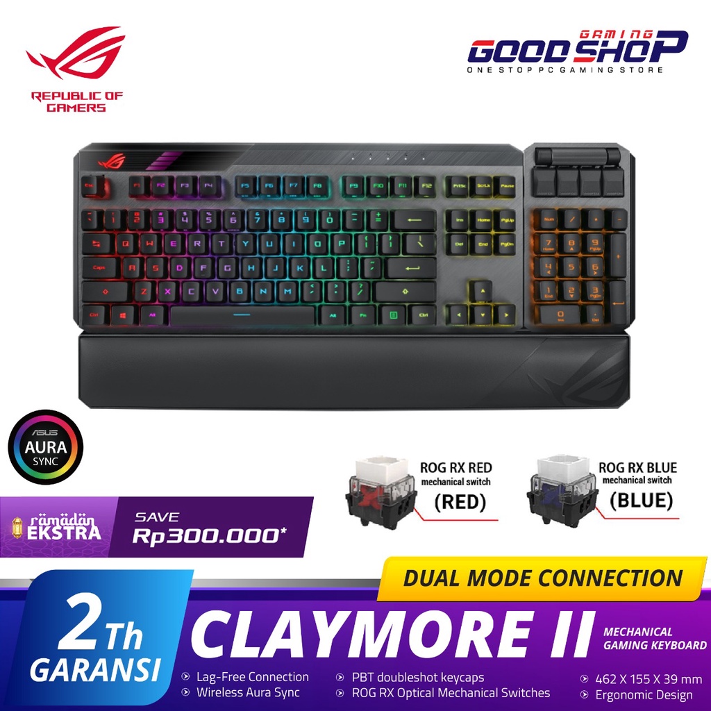 Asus ROG CLAYMORE II modular RGB RX Optical Mecha Gaming Keyboard