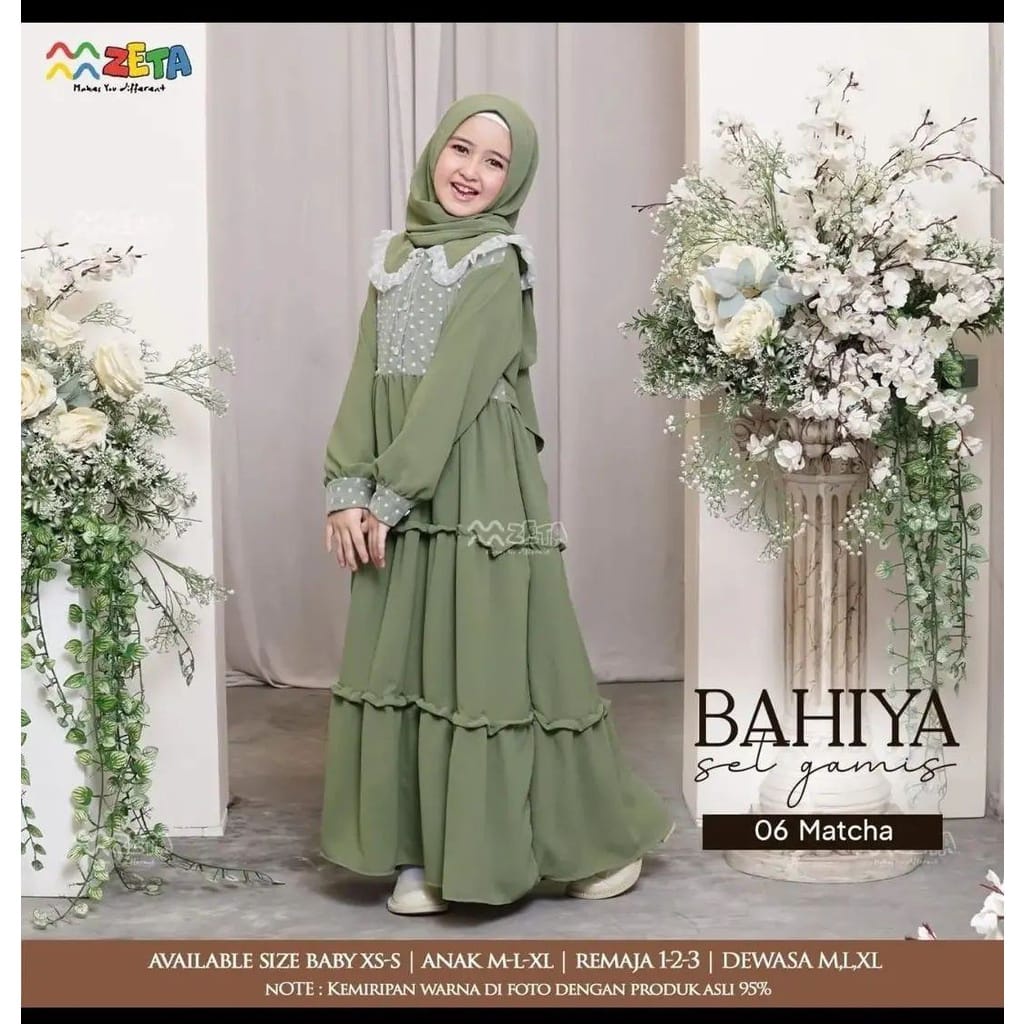 Gamis Bahiya Kids FREE HIJAB/ Baju Anak Perempuan 7 s/d 14 Tahun/ Gamis Anak Perempuan