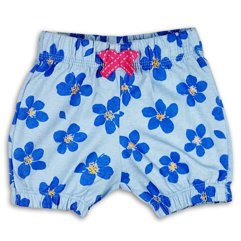 Bearhug Celana Pendek Bayi Perempuan Premium Full Printing XCD6 Cardet 6-18 Bulan-Biru-Bunga
