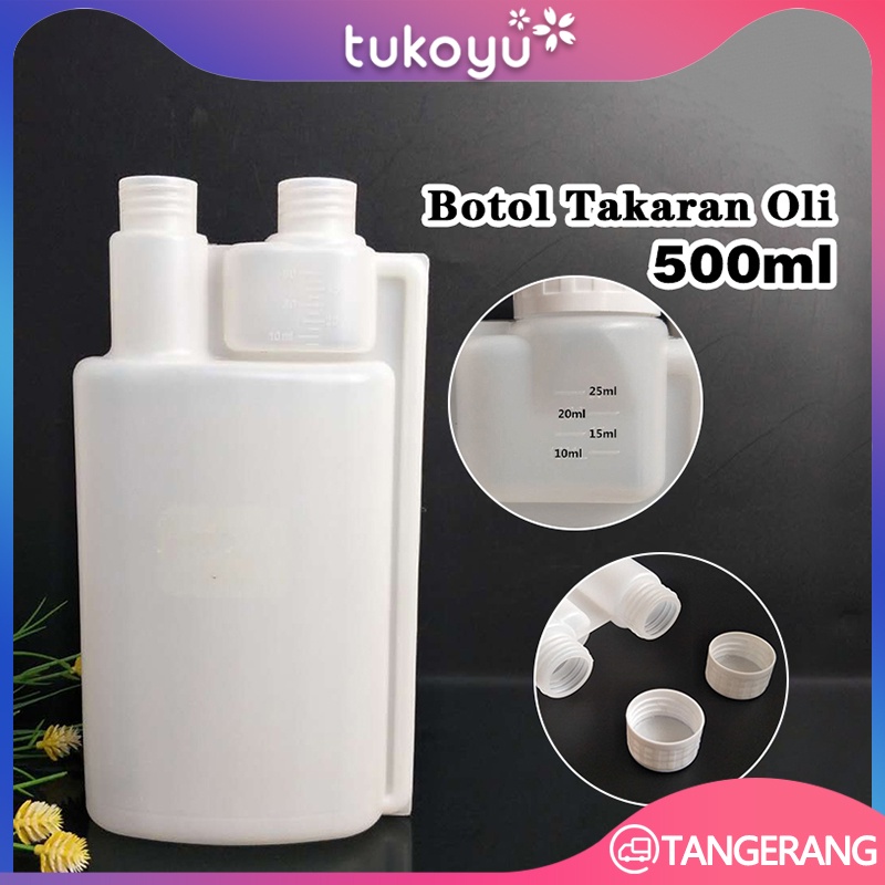 500ML Botol Takaran Oli Samping/Botol Oli Samping Twin Neck/Botol Takar Oli Motor 2 Tak