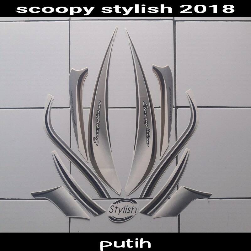 stiker motor scoopy stylish 2018 cream