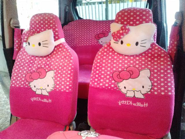 Sarung jok bantal mobil 18 in 1 hello kitty pink 2 baris Sarung jok bantal mobil 18 in 1 hello kitty pink 2 baris
