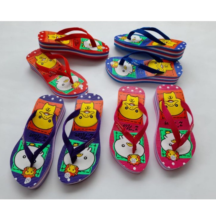 sandal wedges anak perempuan motif ac DUCK gaya korea terbaru