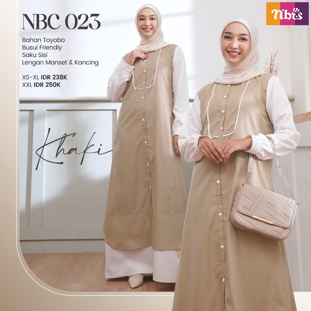 Nibras Gamis NBC 23 Bahan Toyobo Dress Fashion Muslimah Simpel Kekinian bisa COD