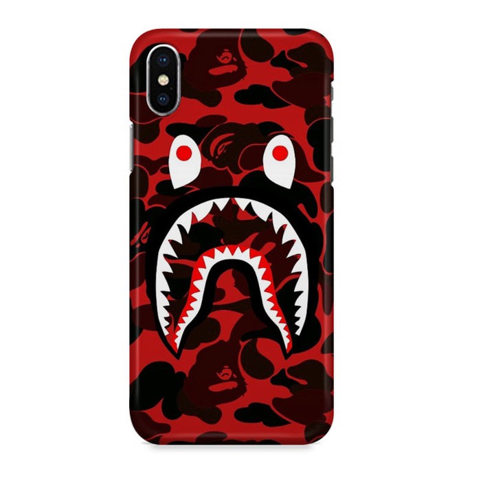 Indocustomcase shark bape red 3 Hard Casing Case Cover For iPhone X