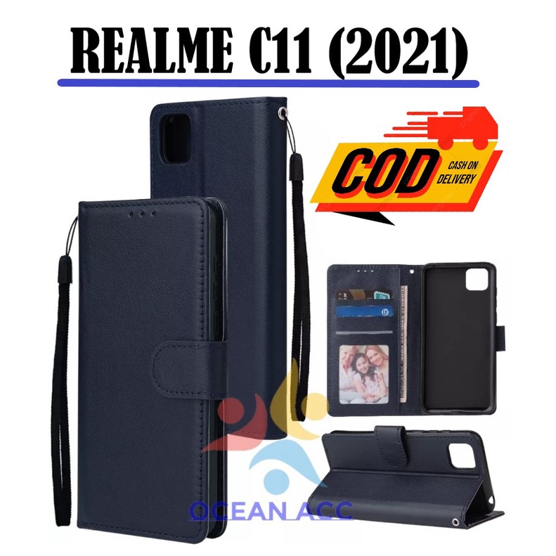 COD DOMPET HP UNTUK REALME C11 (2021) NEW LEATHER FLIP CASE REALME C11 (2021) NEW DOMPET CASING WALL
