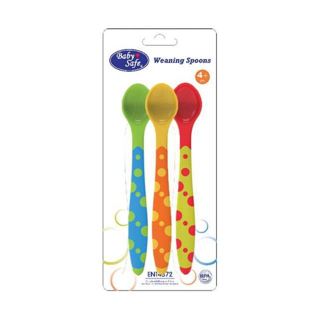 Baby Safe Sendok Makan Bayi Belajar Makan Weaning Spoon 4+ Bulan Isi 3 Pcs BS351