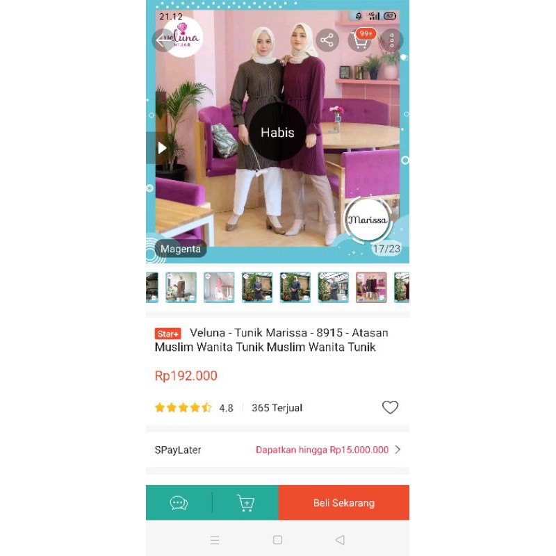 Veluna Hijab warna Magenta