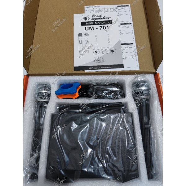 Mic Microphone Wireless Black Spider UM-701 UHF Original Wireless Vocal ( 2 Mic Handle )