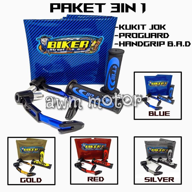 Kulit Jok Motor Karbon + Proguard Robot + Handgrip bad Nike - UNIVERSAL Semua Jenis Motor