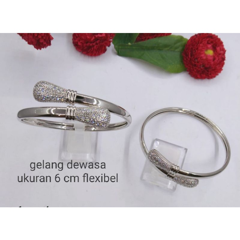 Sdrj16. Gelang tangan xuping wanita dewasa lapis emas dgn mata zircon