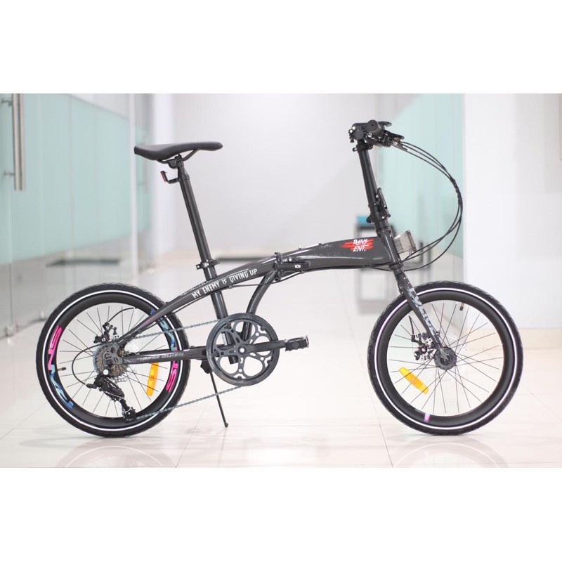 Instan Sepeda Lipat Element Police Milan Rans 2.0 Entertainment Raffi Ahmad Nagita Slavina Rafathar limited SNI 20 inch 8 speed rem cakram-Grey
