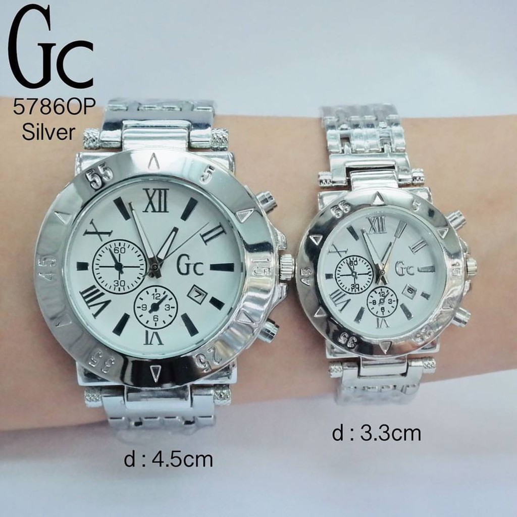 JAM TANGAN COUPLE GC/GUESS RANTAI PREMIUM SILVER