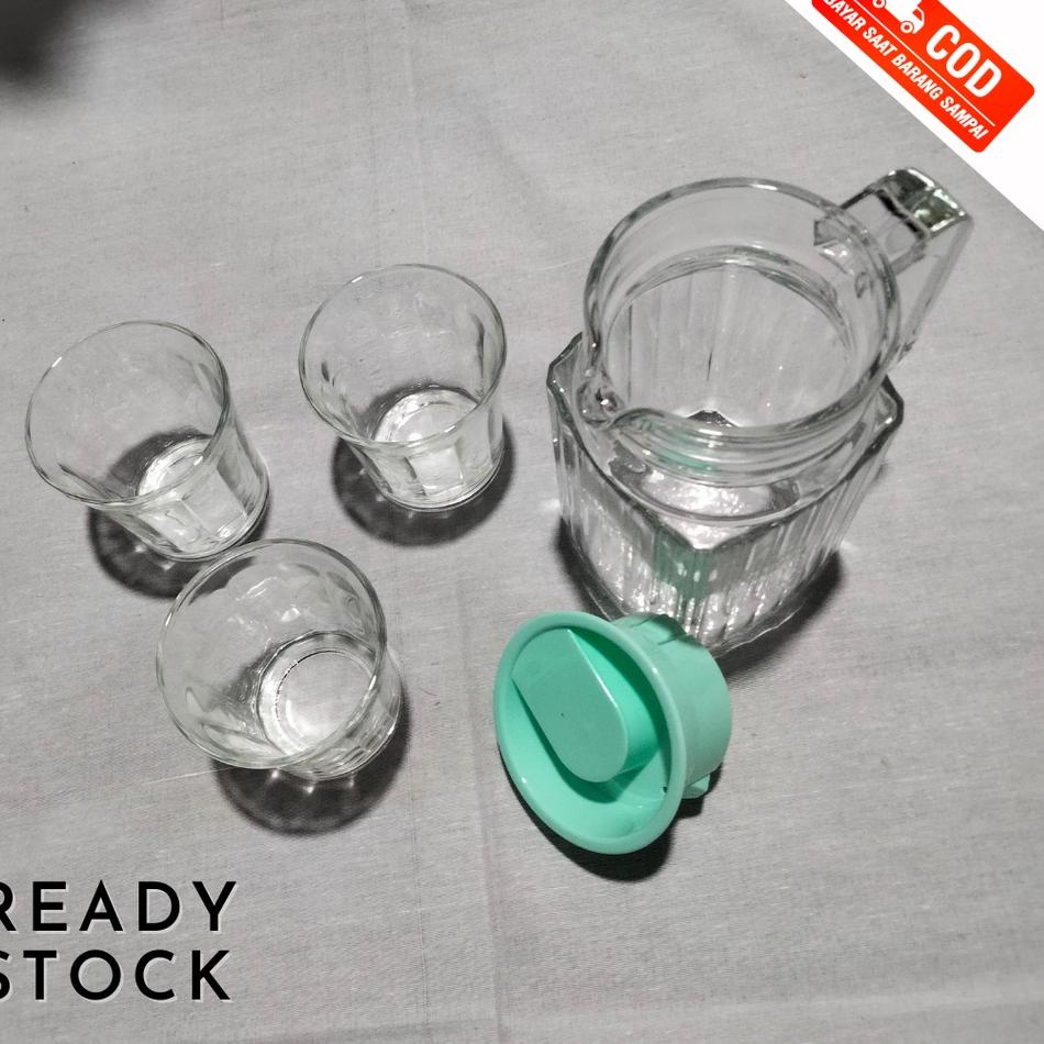 정 Grosir TerPitcher Set 4 in 1 Kimglass Gelas Teko Kado isi 4 Bahan Kaca  Promo