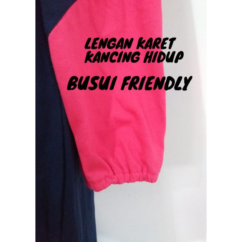 KALANI TUNIK Navy-magenta Kaos Lengan Panjang Muslimah Busui Friendly Belah Samping