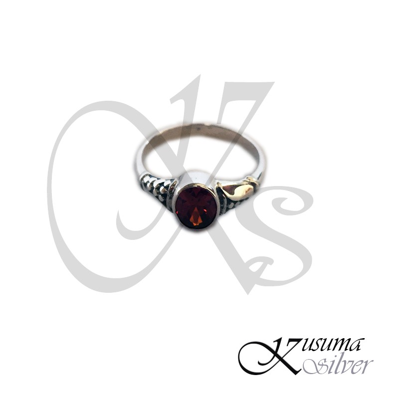 Cincin Ring Perak Silver Bali Midi Batu Orange Merah Ukir Jagung Asli 925 Pria Laki Wanita Keren