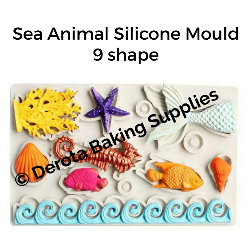 Cetakan Silikon Binatang Laut Sea Animal Silicone Mold Mould Cetakan Kue Fondant Coklat Puding Jelly