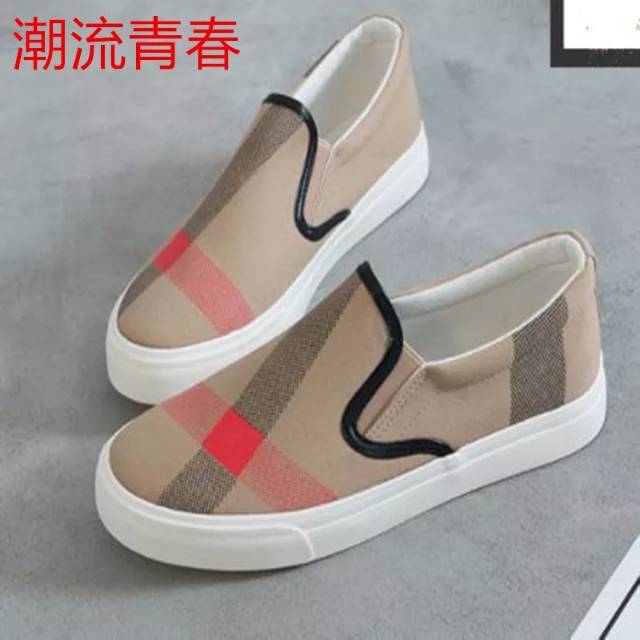 SEPATU WANITA SLIP ON NAYLA LINE ART BEST SELLER MURAH - COKLAT HITAM DAN PUTIH