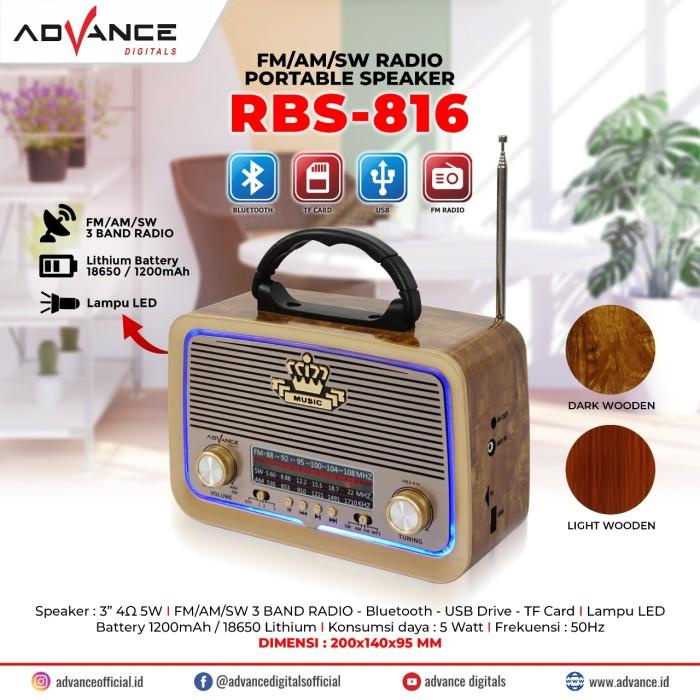Advance Portable Speaker Radio Bluetooth RBS-816 Classic /RBS816 Radio