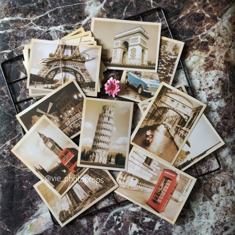 

1 set (isi 5 pcs) VINTAGE POSTCARD seri 1 /kartu pos /properti fotografi