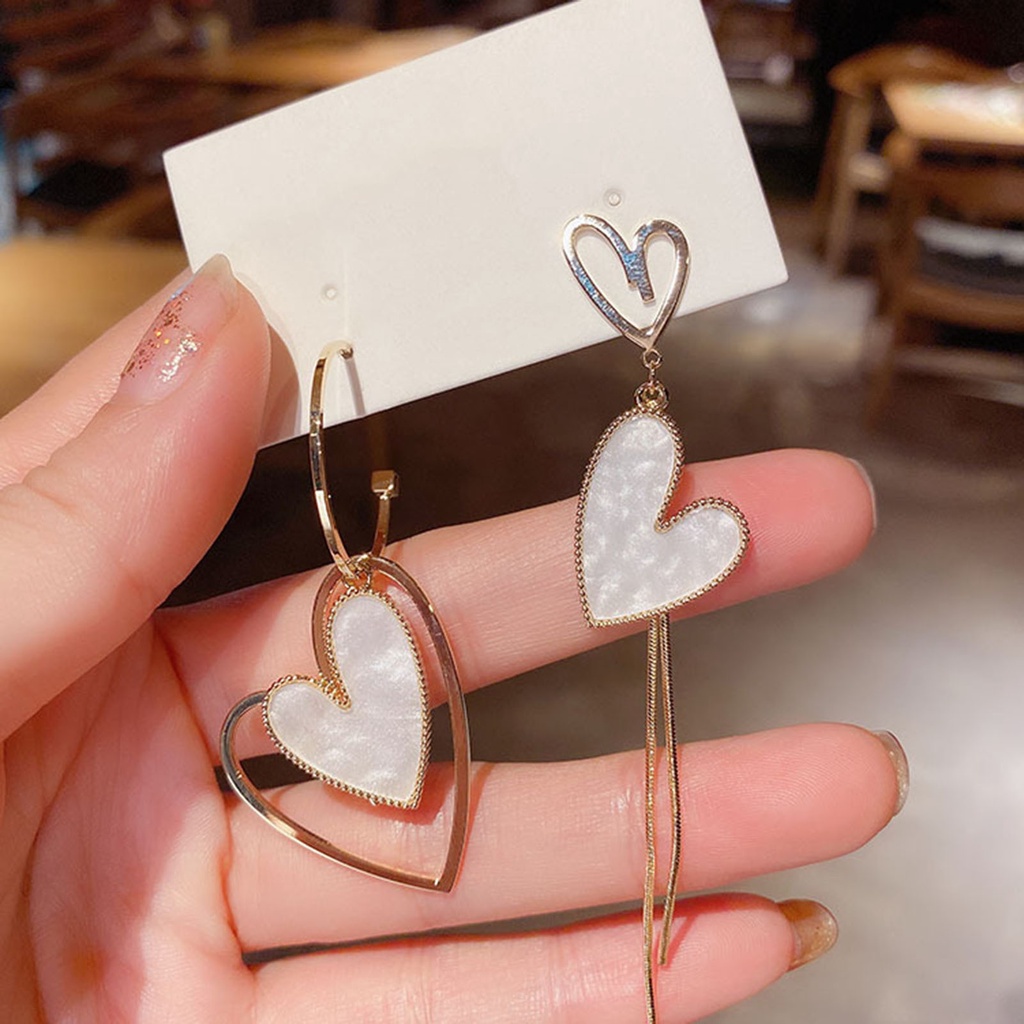 Hu Hu Hu Hu Hu Alat Bantu Pasang Kacamata♡ 1 Pasang Anting Stud Panjang Asimetris Anti Karat Untuk Pesta