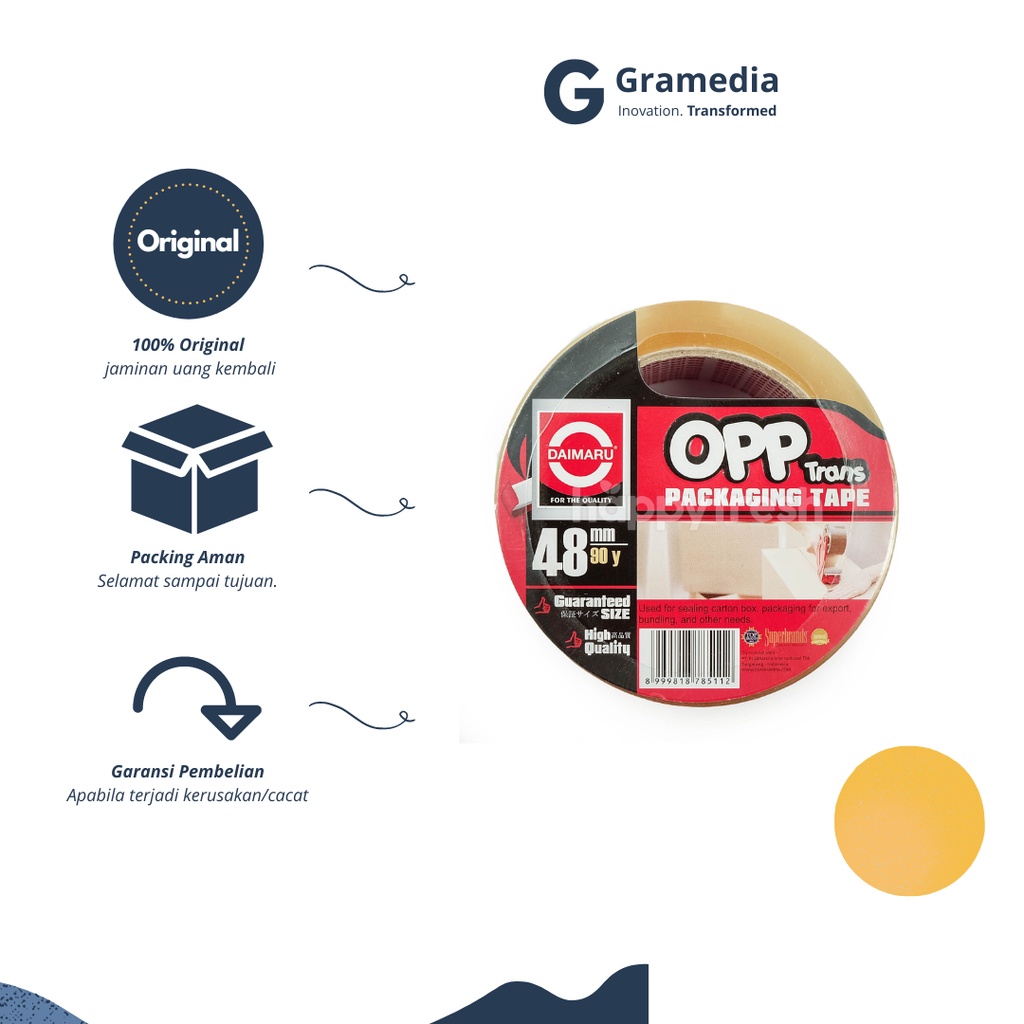 

Gramedia Cikupa - Daimaru Opp Clear Tape Trans 48 X 90 Yard 45Mik