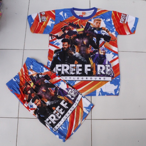 cod baju pupg baju ff baju anak gaming/setelan kaos ff printing size 2-12thn