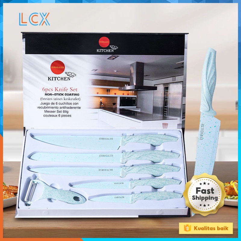 LCX Knives 6 in 1 Set Pisau Dapur Lengkap Pisau Daging Pisau Roti Pisau Serbaguna Pisau Buah Peeler VS-1851