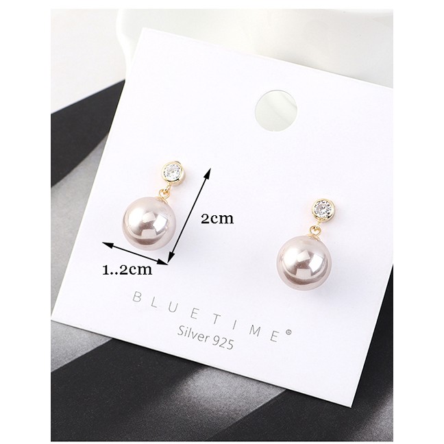 LRC Anting Tusuk Fashion Golden Real Gold Plated Pearl Ball S925 Y63041