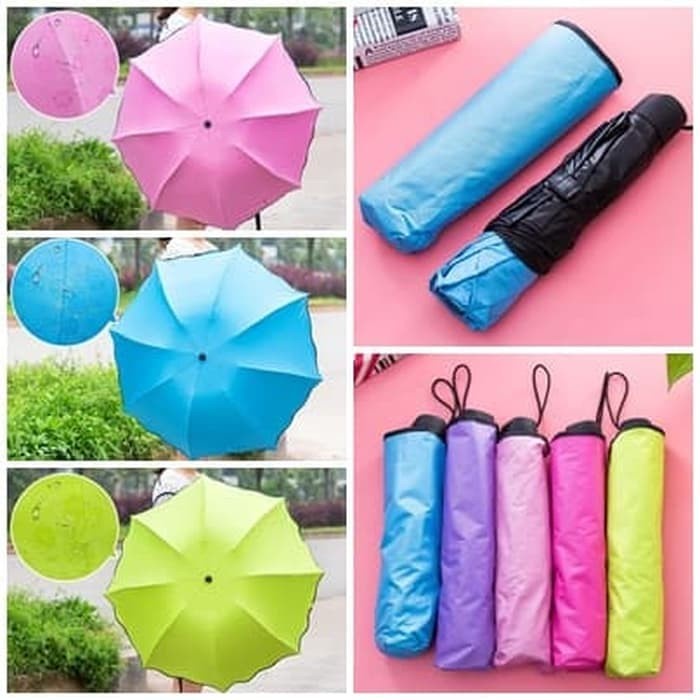 PAYUNG LIPAT 3D Magic Umbrella 3 Dimensi Ajaib Hujan Basah Ada Motif Timbul Free Pouch Lucu Unik