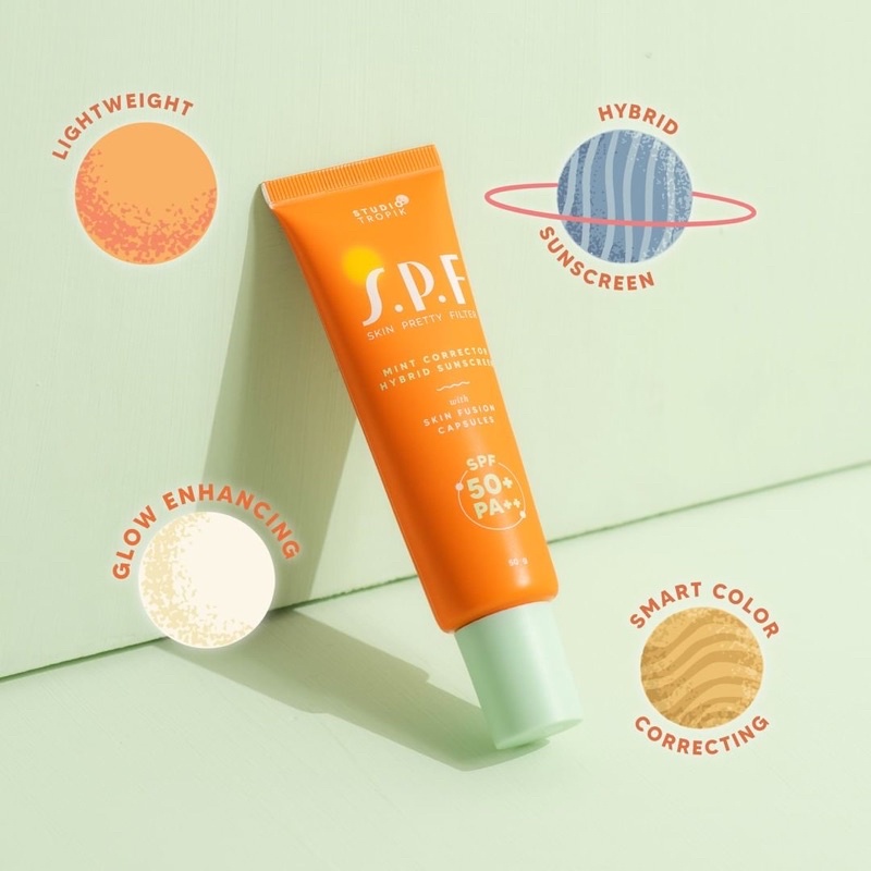 STUDIO TROPIK SPF 50+ PA++ 50gr (Mint / Peach) - Skin Pretty Filter