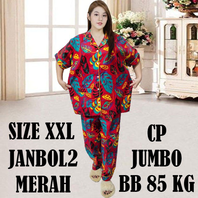 ISANNY PIYAMA SET SIZE.XXL/PIYAMA CP JUMBO KARAKTER/PIYAMA MURAH/PAKAIAN WANITA/REAL PICT-JANBOL2 MERAH