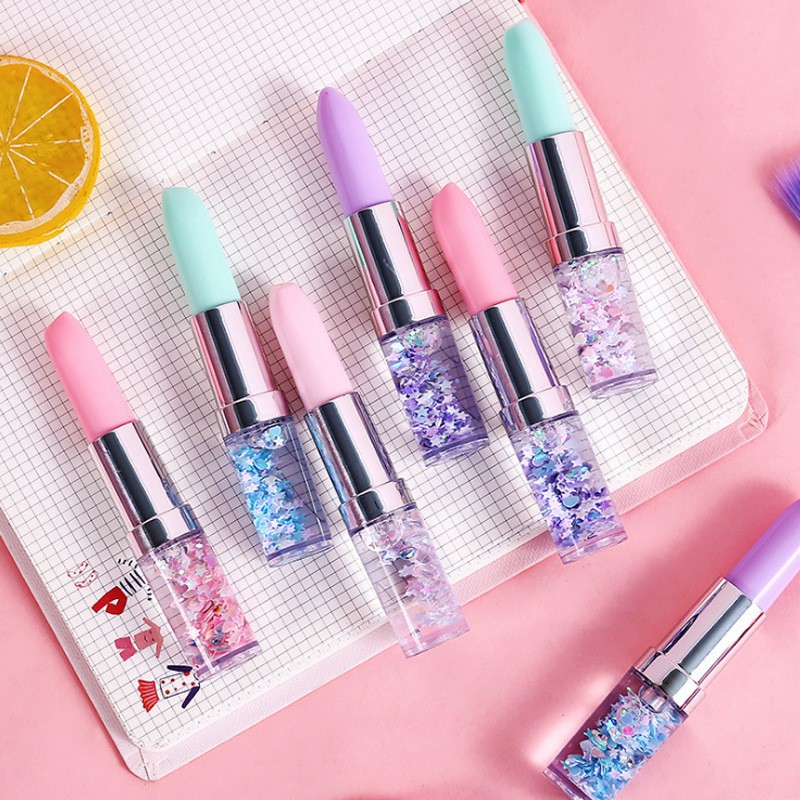 

PULPEN LIPSTICK GEL CRYSTAL GLITTER CANTIK Aesthetic PEN TINTA GEL BLACK 0.5MM Pena UNIK untuk ANAK