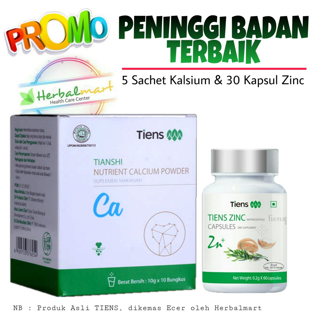 

Paket Susu Penambah Tinggi Peninggi Badan Tiens 1 Box Nutrient Calcium Kalsium NHCP + 1 Botol Zinc