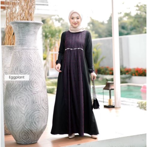 BAJU DRESS MUSLIM ABAYA GAMIS WANITA DEWASA TURKEY NAJMA PREMIUM POLOS UNGU HITAM BBC KONDANGAN