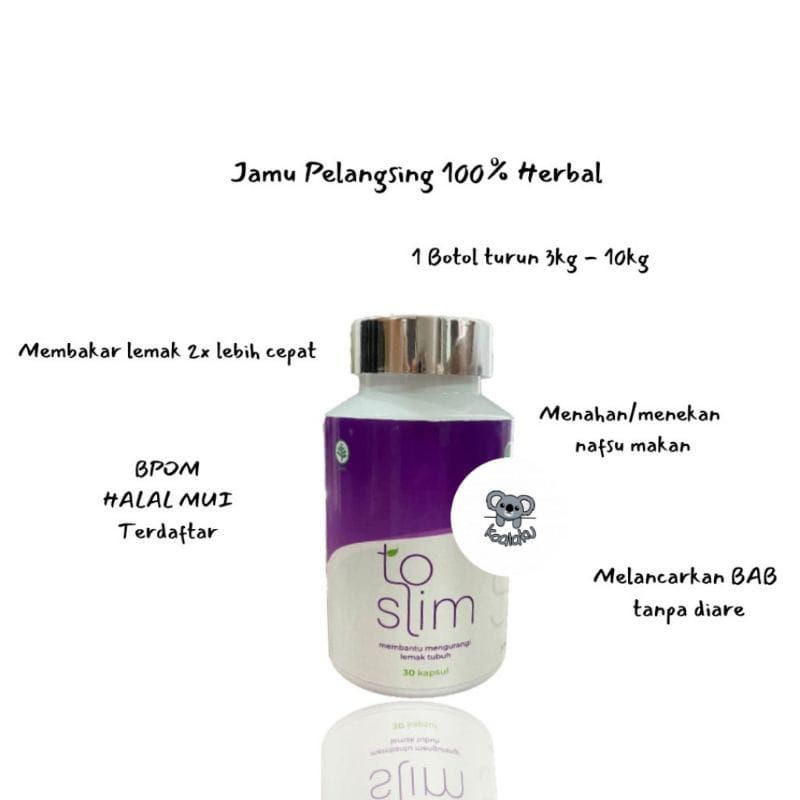 To Slim Toslim Herbal Jamu Pelangsing Herbal Diet Detox 1 botol isi 30 kapsul