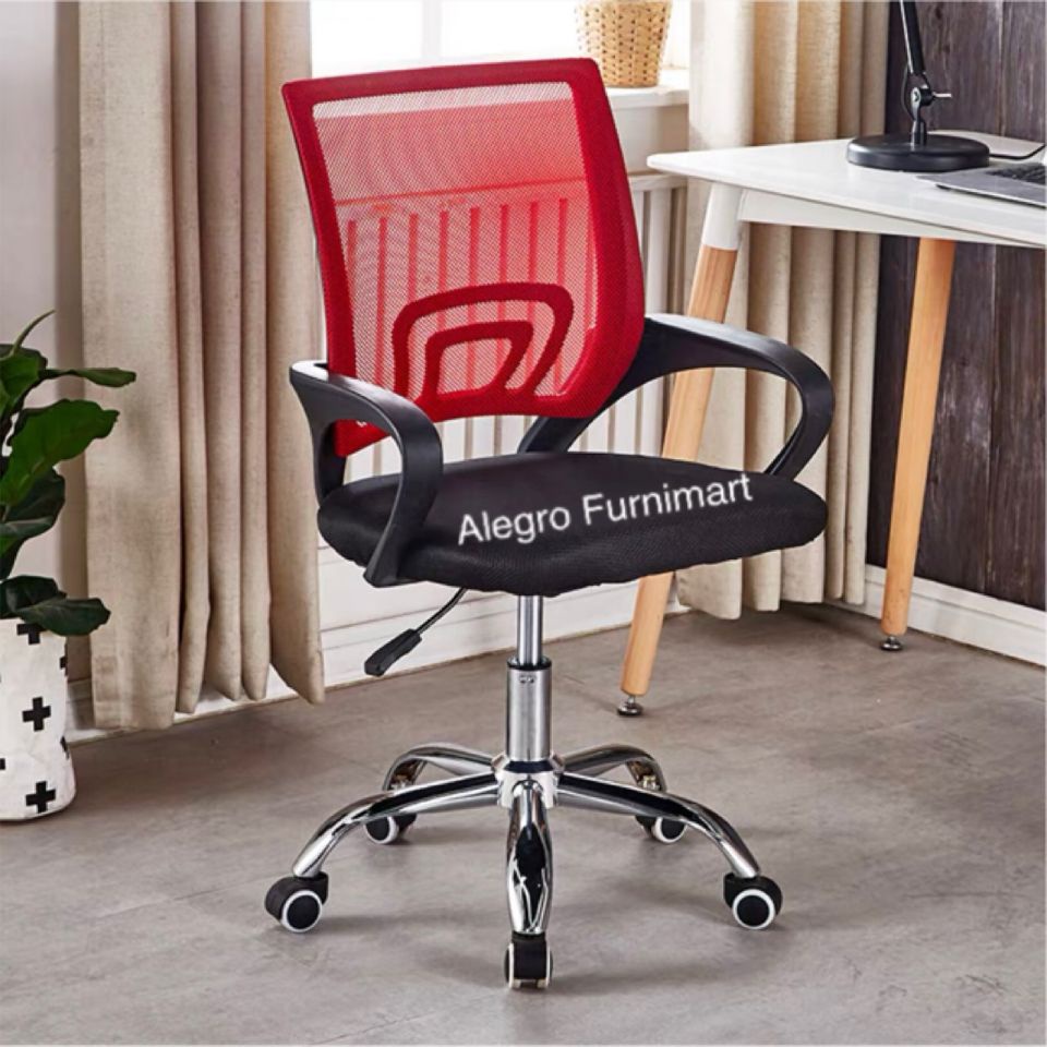 Kursi Kerja Kantor Jaring Putar Hidrolis kaki chrome besi-3