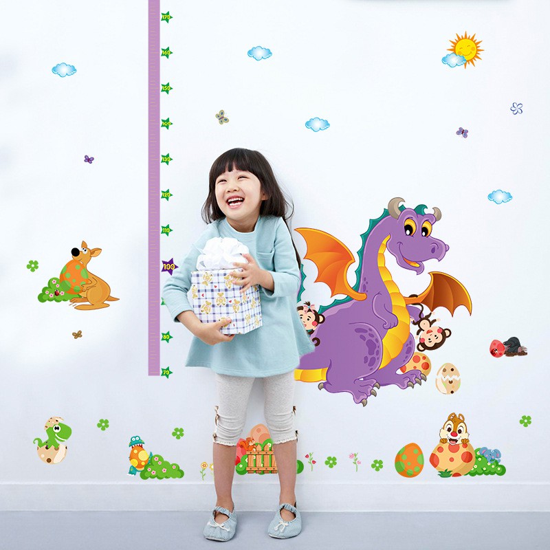 RELIZA WALL STICKER PENGUKUR TINGGI BADAN NAGA UNGU ANAK STIKER DINDING GROW UP SK9101