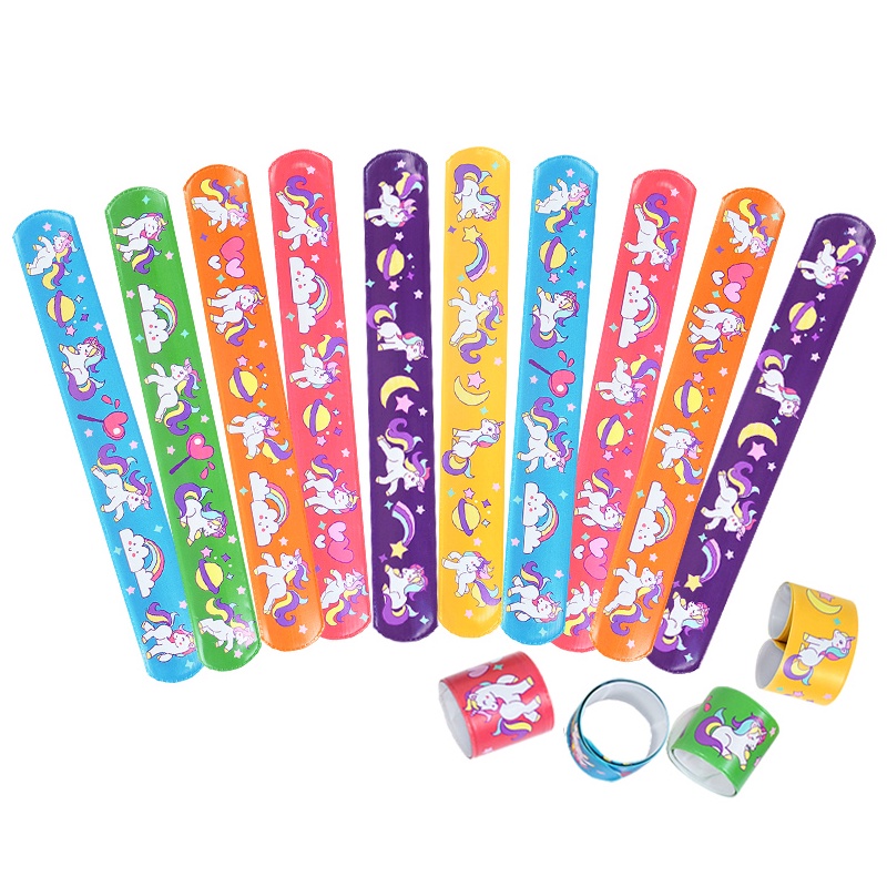 10pcs / Set Mainan Gelang Slap Band Motif Kartun Unicorn Untuk Anak Laki-Laki / Perempuan