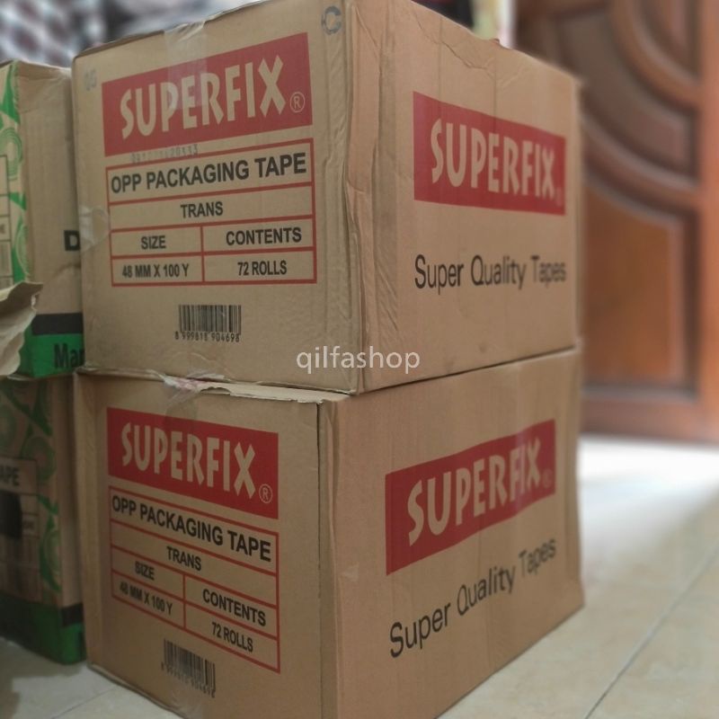 Lakban Besar OPP Isolasi Selotip SUPERFIX 48 mm × 100 yard bening berkualitas