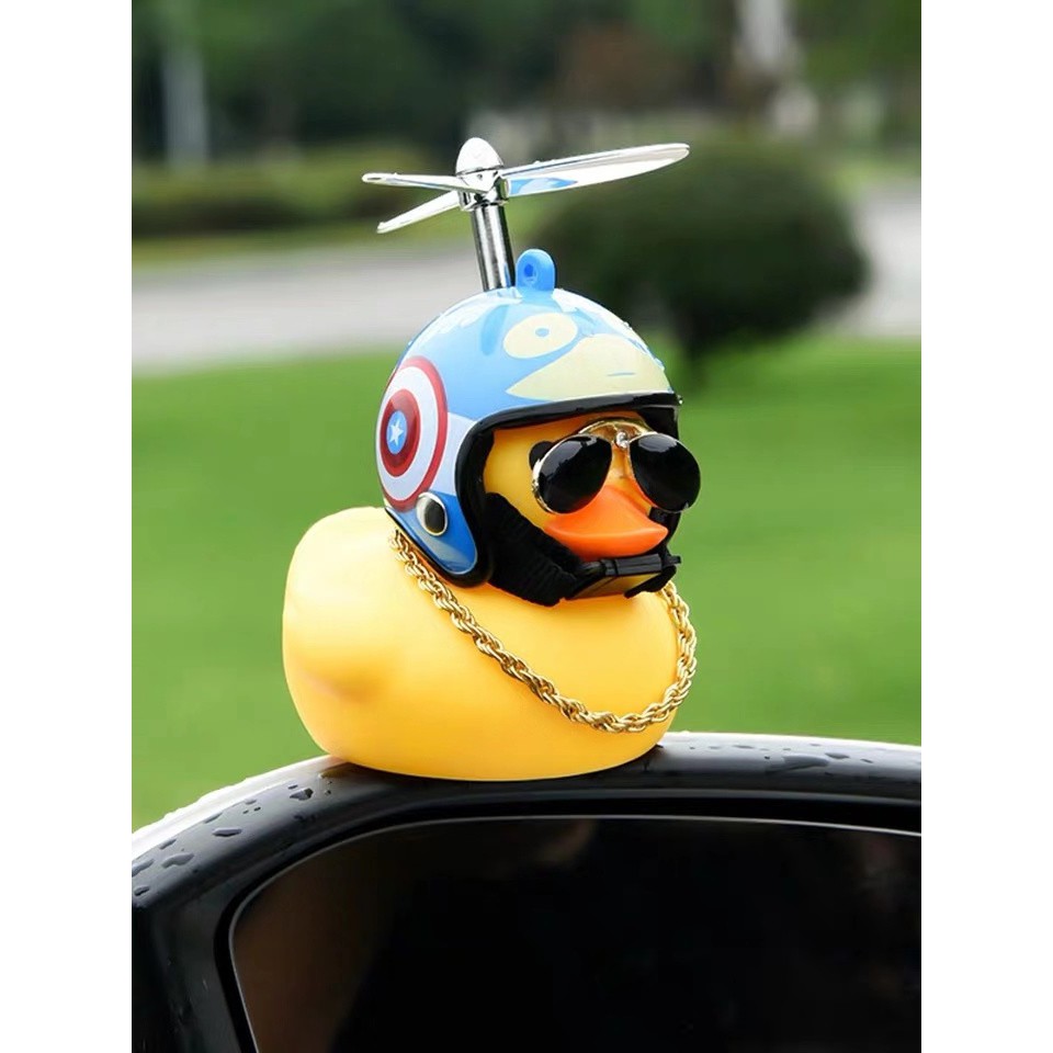 Bebek kuning kecil bebek hlem Boneka mobil sebeda motor LED Baling baling Z0203