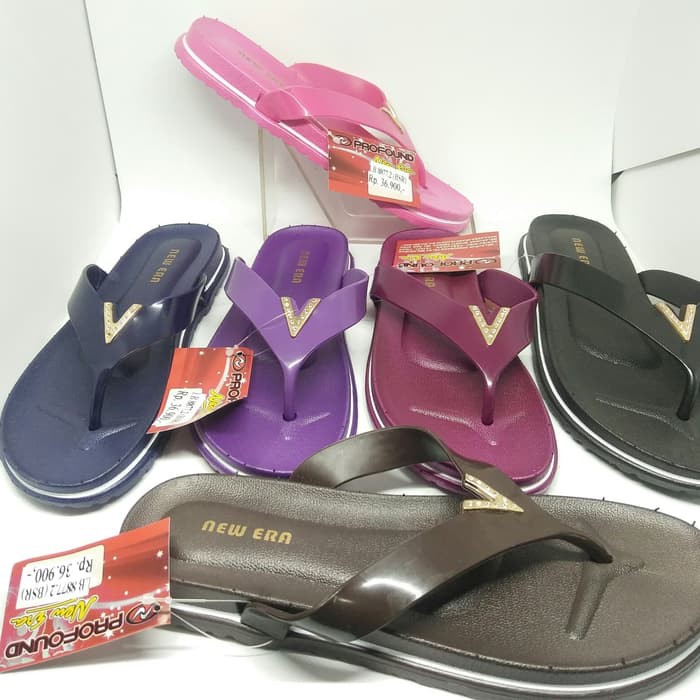 sandal sepatu karet/sandal karet import/sandal jepit wanita - Hitam- 37