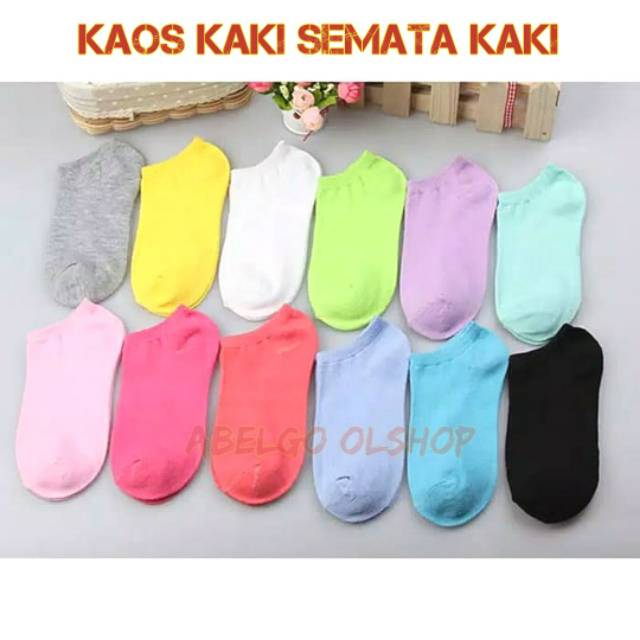 12 pasang - Kaos kaki semata kaki polos warna/kaos kaki pendek unisex/kaos kaki wanita/pria