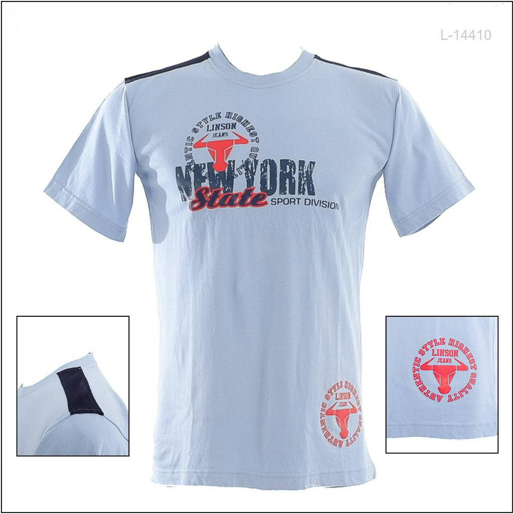 [L14410] Kaos Oblong Cowok Lengan Pendek Biru Muda Linson All Size