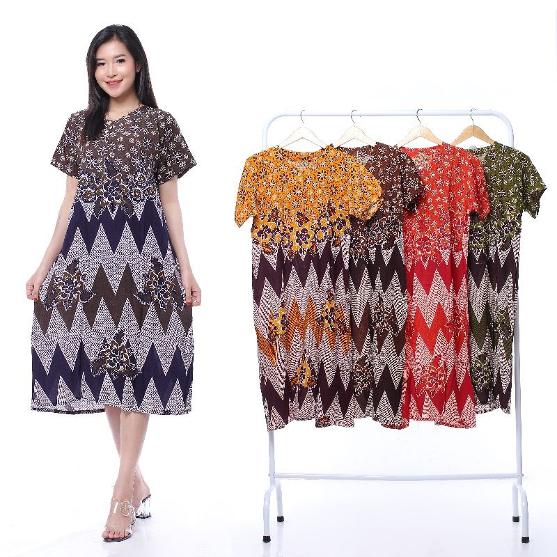 Daster Kencana Ungu Batik - Motif Abstrak - Leher Kancing - Busui - Bumil - Centini Hitput-09